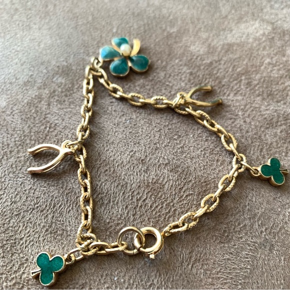 Vintage charm bracelet Irish Shamrock lucky - Picture 4 of 4